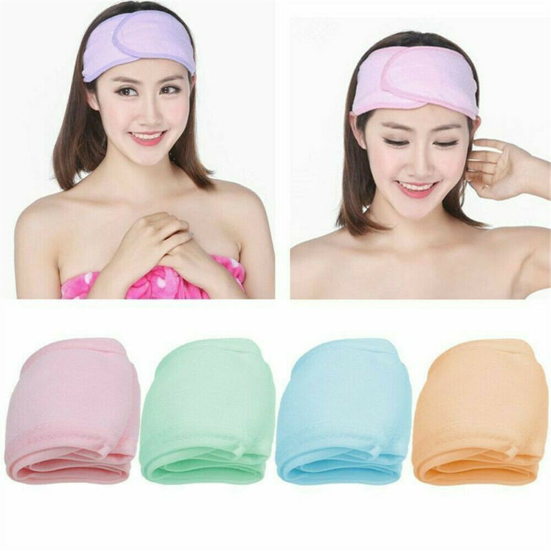 Women Adjustable Makeup Toweling Hair Wrap Head Band Salon SPA Facial Headband H