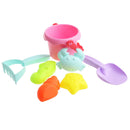 7 Pieces Kids Beach Sand Toys Set Sandbox Toys with Round Bucket Sand Rake B