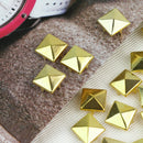100pcs 12mm 4 Prongs Golden Metal Pyramid Spots Rivet Spike Studs For Bags VFN