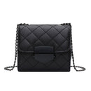 Women PU Leather Messenger Bag Chain Small Shoulder Satchel Bags (Black)
