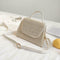 Retro Hit Color Shoulder Handbags Women Flap Woven Crossbody Bags (Beige)