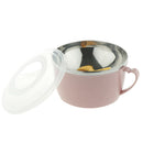 Stainless Steel Kids Noodles Bowl with Spoon for Ramen Soup Rice Snack Pink