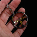 Racing Car Steering Wheel Shape Key Chain Ring Keyring Key Fob Decor Y3B1