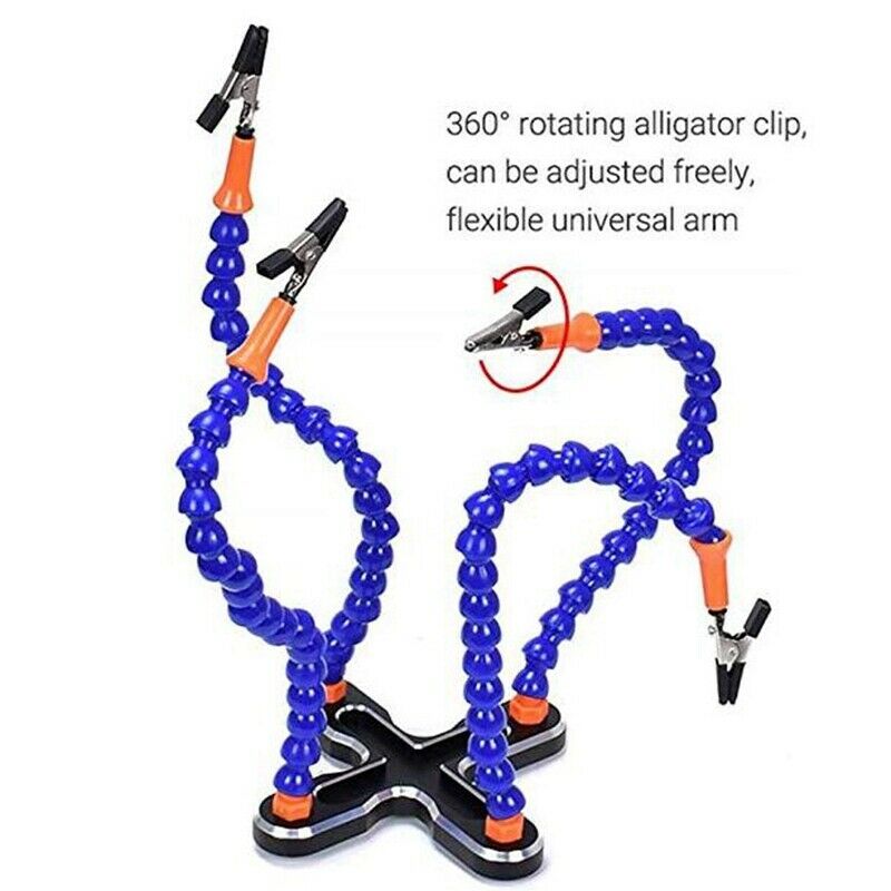 Diy Soldering Third Hand 4Pc Flexible Arms Welding Helping Stand Repair Hol B5O6