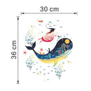 Cute Cartoon Whale Sea World Pattern Kids Wall Nightstool Stickers Decor A