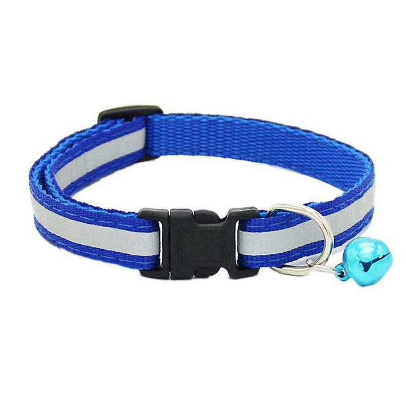 Adjustable Reflective Pet Collar Safety Release Buckle with Bell for Cat Do L4X9