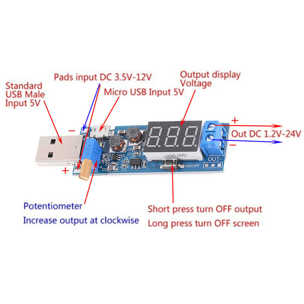 DC-DC USB step up/down power supply module boost converter 5V to 3.3V/ Cy