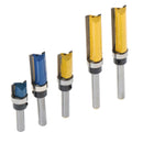 5pcs Woodworking Flush Trim Router Bit Set 1/4 inch Shank Template Router Bits