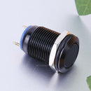 12mm Waterproof Flat Latching Push Button Black Momentary Power Switch Round Top