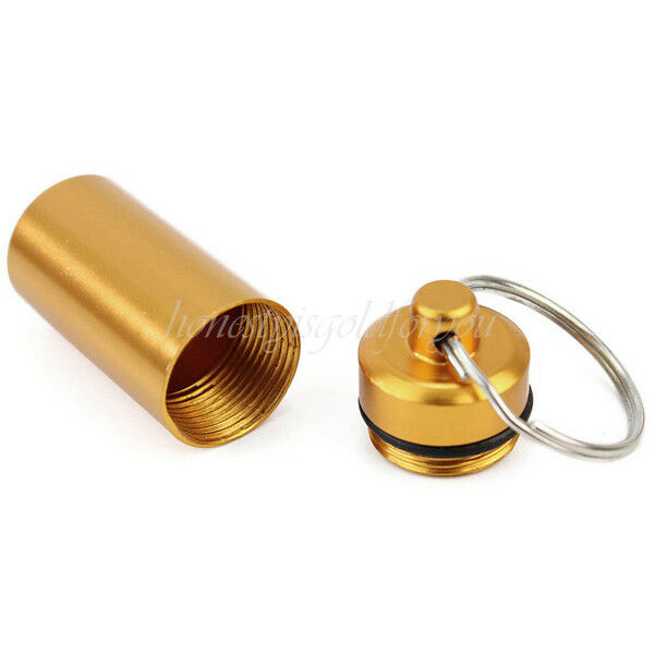 5xAluminum Waterproof Pill Capsule Box Bottle Case Holder Keychain
