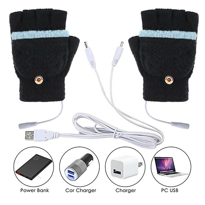 Unisex Hand Warmers Heated Gloves Rechargeable, USB Portable Perfect for