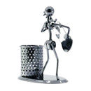Metal Pen Holder Guitarist Design Pencil Pot Stationery Storage Box Table Decor