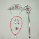2 Sets Princess Fancy Dress Costume Glove Wand Tiara Jewelry Set Pink/Yellow