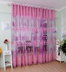 Door Window Floral Leaf Voile Cortina Jacquard Drape Curtain Valance Purple