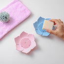 Draining Soap Dish Soap Box Plate Lotus Shape Silicone Box Holder Portable  B9Q7