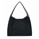 Solid Color Shoulder Handbags Canvas Women Large Top-handle Bags (Black) A