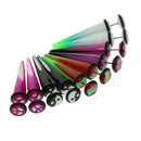 5 Pair Assorted Color Taper Double O-ring Cheater Illusion Ear Plug 1mm(12Gauge)