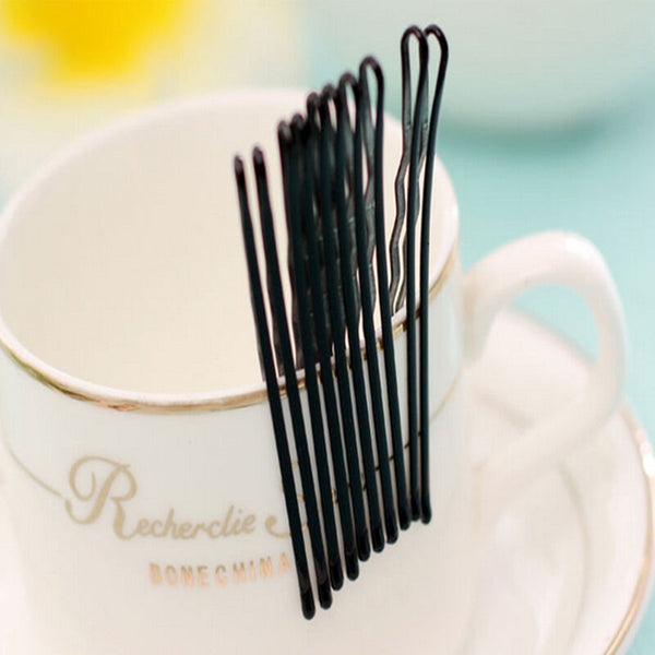 Hot 60Pcs cheveux noirs invisible Clips Flat Top Bobby Pins Grips Salon Barrette