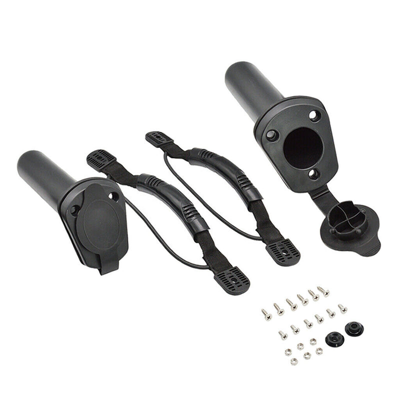 2pcs Durable Kayak Carry Handle & 2pcs Boat Fishing Rod Pole Holder with Cover