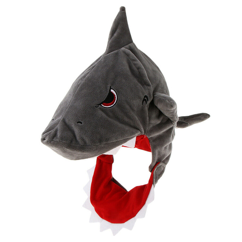 Funny Gray Plush Cap Birthday Cartoon Shark Animal Hat Adults Teens Party