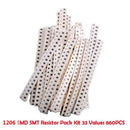 1206 Smd Resistor Kit Assorted Kit 1Ohm-1M Ohm 1% 33Valuesx 20Pcs=660Pcs Sa Q8J8