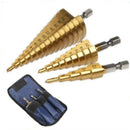 3PCS 4-12/20/32mm HSS 4241 Titanium Nitride Cutter Coated Step Shank Dril ESQ