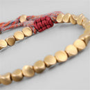 Handmade Tibetan Buddhist Braided Cotton Copper Beads Red Lucky Rope Bracelet