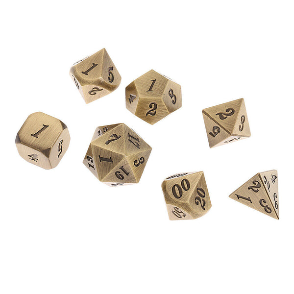 7 Pieces Metal Dice Set D6 D8 D10 D12 D20 for Board Games RPG MTG #7