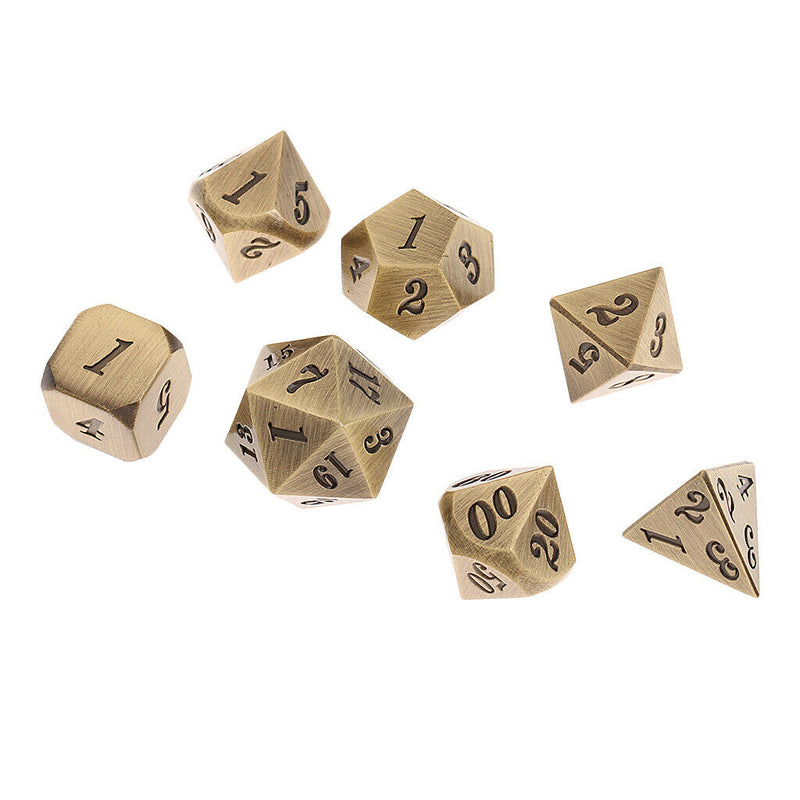 7 Pieces Metal Dice Set D6 D8 D10 D12 D20 for Board Games RPG MTG