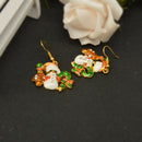 2 Pairs Novelty Christmas Gift Party Dangle Xmas Santa Bell Snowman Earrings