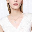 Women Fashion Cubic Zirconia Heart Shaped Pendant Clavicle Chain Necklace Gift