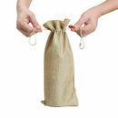 Linen Wine Bags with Drawstring, 13.8 inch x 5.9 inch (Pack of 10)
