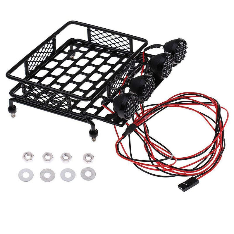 1/10 RC Car Parts Roof Rack Baggage Carrier w/ White LED Light for RC4WD TF2