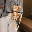 Lovely Cartoon Bear Messenger Handbags Women Girls Faux Fur Shoulder Bags
