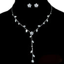 Bridesmaid Wedding Flower Crystal Rhinestone Necklace Earrings Jewelry Set M&E