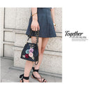 Fashion New Women's Bag Fashion Pure Color Bucket Bag Flowers Small Fresh S