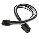 6 Pin PCIE Graphics Card GPU PSU Extension Cable 11.8in/30cm - Sleeved Black &