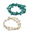 2 Pcs Howlite Turquoise Loose Cross Spacer Beads Charms Jewelry Findings DIY