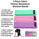 3Pcs Resistance Bands Legs Workout Hip Round Elastic Stretching Loops+Pouch Kit