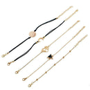 5pcs/set Boho Bracelet Women Hollow Flower Bead Chain Moon Alloy Jewelry A