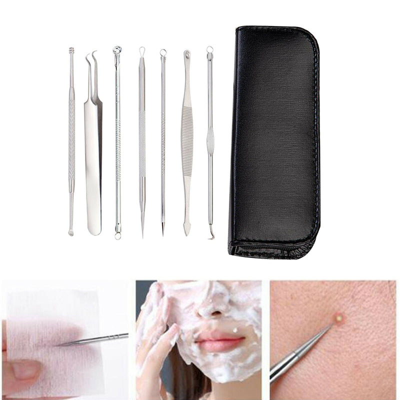 7 Pieces Facial Blackhead Remover Cleaner Tweezers Acne Comedone Needles Set