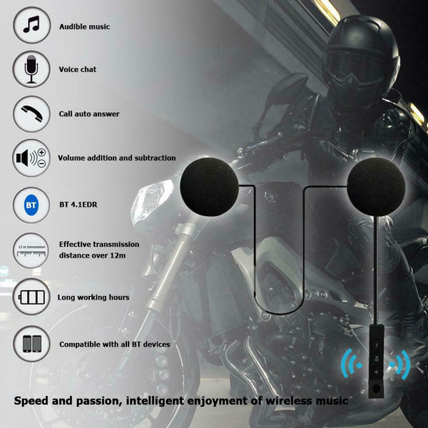 Universal Motorcycle Helmet Bluetooth Headset Stereo Headphones w/Handsfree Mic