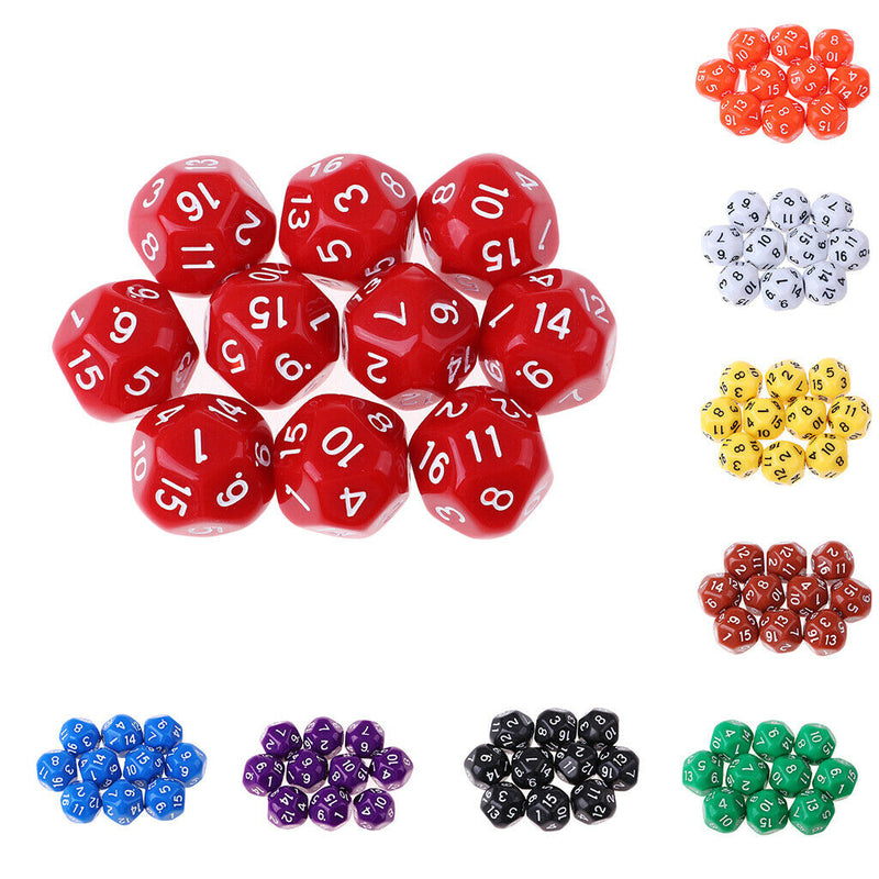 10pcs/set Polyhedral D16 Dice for DND RPG MTG Role Playing Board Game Blue