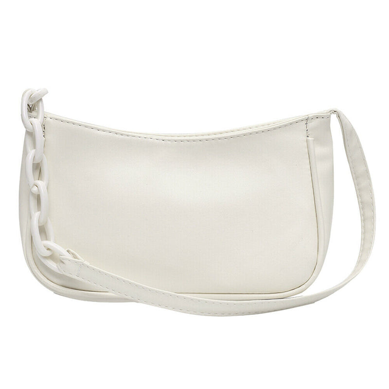 Pure Soft Leather Women Handbag Small Underarm Shoulder Totes Bag (Beige)