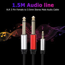 1.8m 3.5mm Male to Dual 6.35mm Male Audio Cable for Mixer Amplifier Speaker