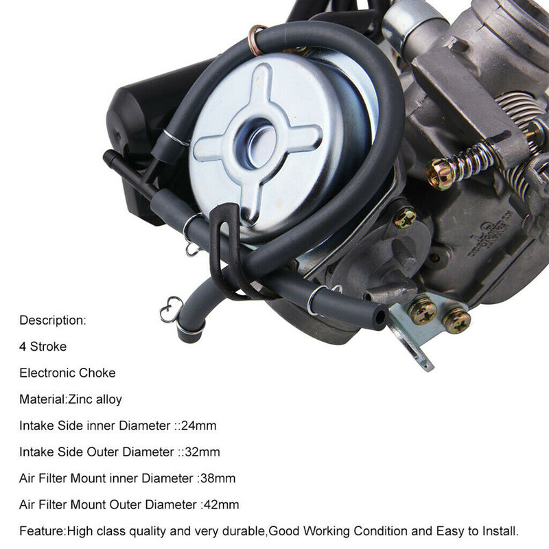 Alloy 24mm Intake Carburetor Carb for GY6 125 150CC 4 Stroke Engine Scooters ATV
