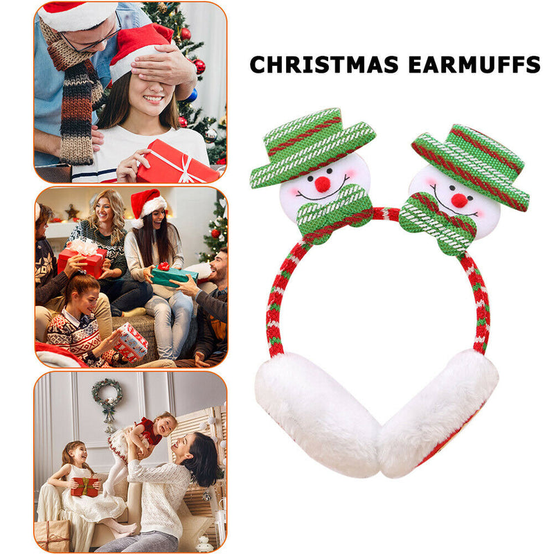 Cute Cartoon Christmas Earmuffs Winter Warm Headband Headwear (Snowman) A