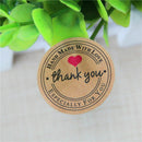 Round Paper Labels 'Thank you, Hand with love' Gift Craft Food Stickers B0V8