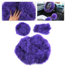 Purple Wool Plush Warm Steering Wheel Gear Shift Handbrake Cover Car Grip Winter