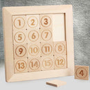 15 Sliding Tiles Math IQ Game Toys Wooden Brain Game for Adults Children